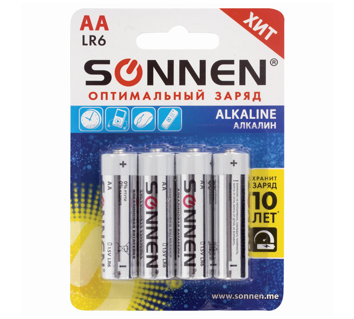 Элемент питания Sonnen Alkaline АА, LR6, 4шт