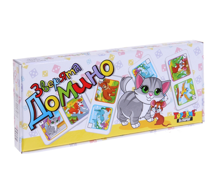 Игра настольная «Домино. Зверята» от 3-х лет