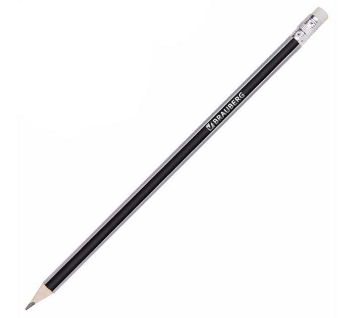 Карандаш Brauberg «Alderida» HB, заточенный, с ластиком