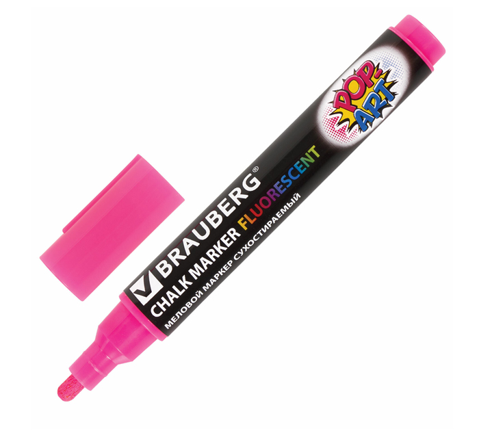 Маркер меловой Brauberg «Pop-art» розовый, 5мм