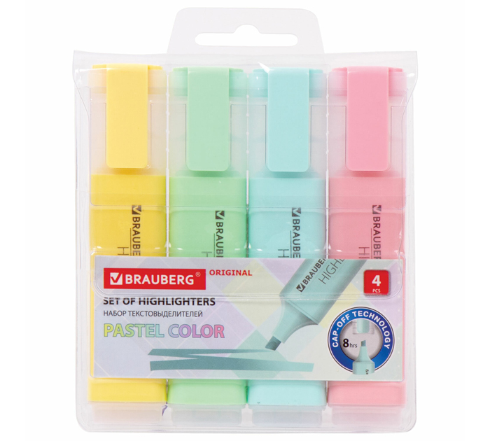 Маркеры текстовые (набор) Brauberg «Original pastel» 4 цвета, 1-5 мм