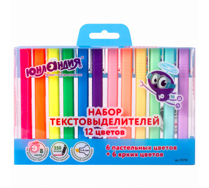 Маркеры текстовые (набор) Юнландия «Colorstar» 12 цветов, 1-4мм