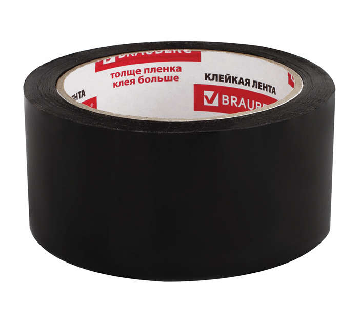 Скотч цветной Brauberg черный, 48мм, 66м, 45мкм