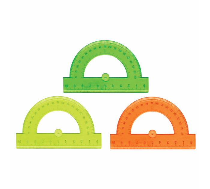 Транспортир Brauberg 180x10см, пластик, неоновый, ассорти