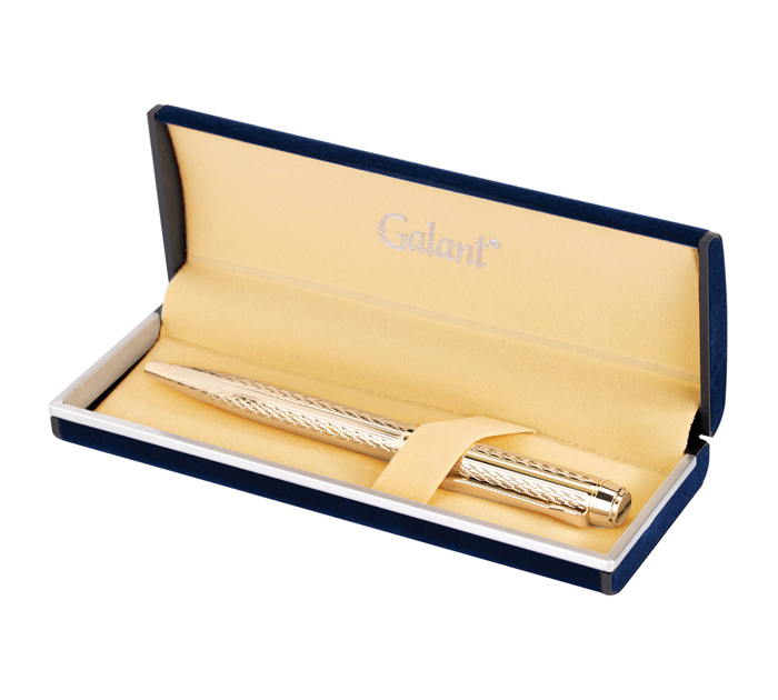 Ручка подарочная шариковая Galant «Graven Gold» синий стержень, узел 0.7мм, корпус золотистый с гравировкой, в футляре