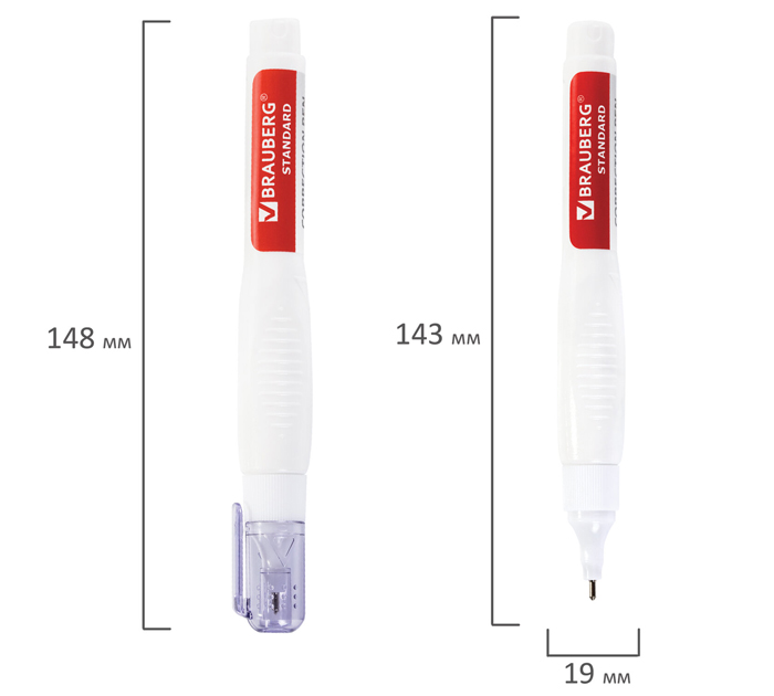 Корректор-ручка Brauberg «Standard» металлический наконечник, 14мл