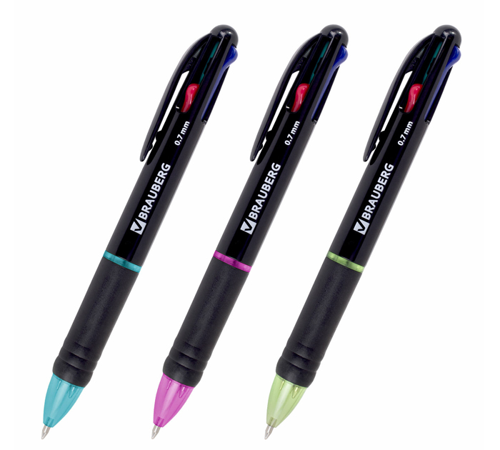 Ручка автоматическая Brauberg «Multicolor» многоцветная, узел 0.7мм, линия письма 0.35мм