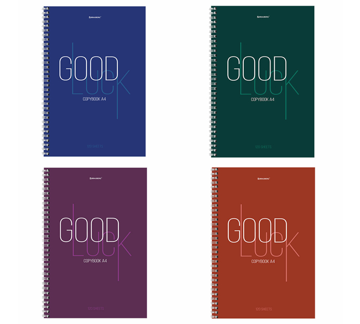 Тетрадь А4 120л, клетка, на спирали, Brauberg «Good Luck»