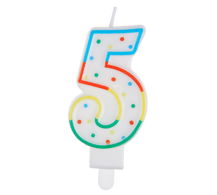 Свеча Meshu цифра 5, с держателем, 8.5см