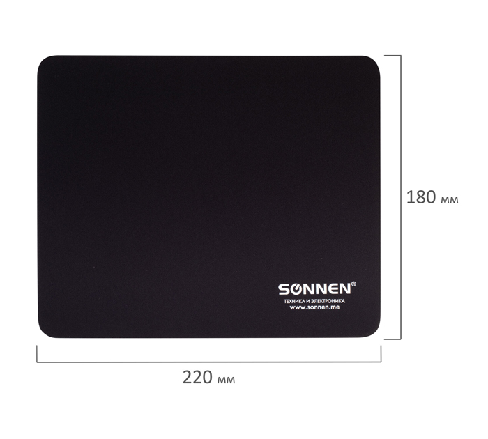 Коврик для мышки Sonnen «Black» 220х180х3мм