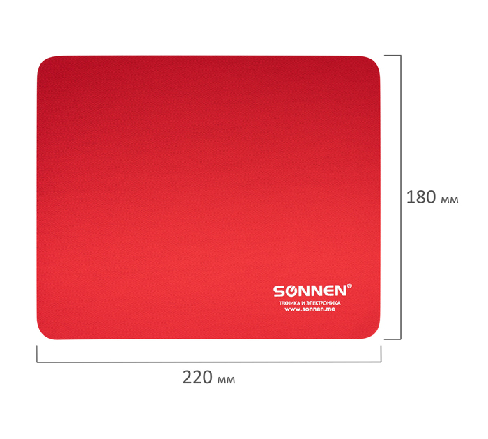 Коврик для мышки Sonnen «Red» 220х180х3мм