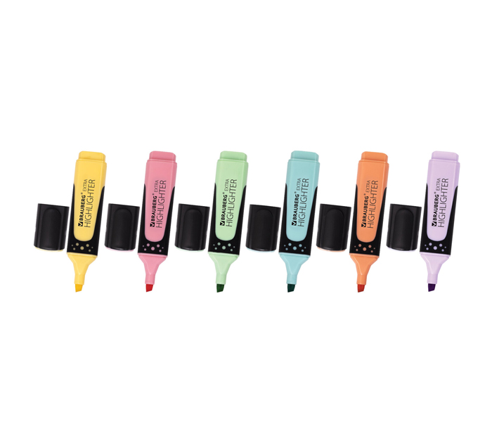 Маркеры текстовые (набор) Brauberg «Extra Pastel» 6 цветов, 1-5мм