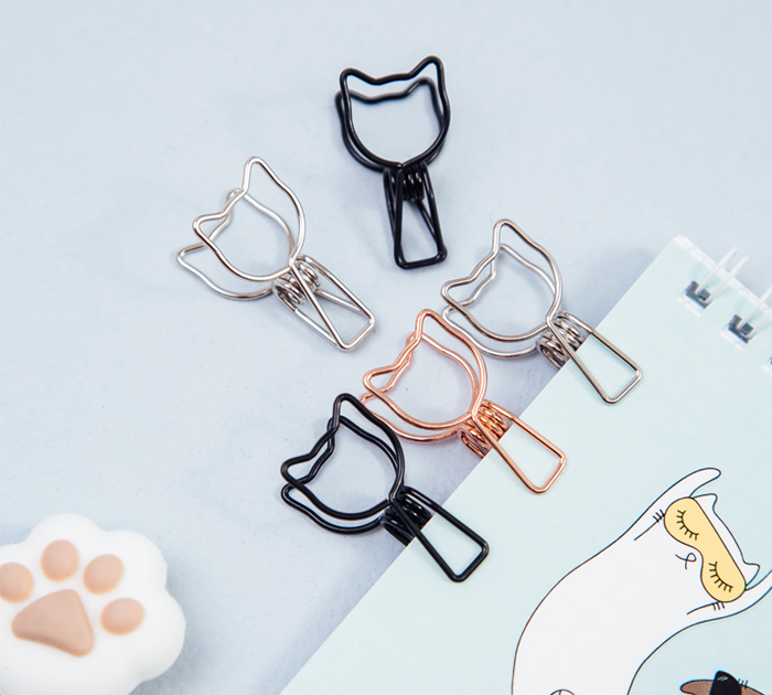 Зажимы для бумаг Meshu «Cute cats» ассорти, 33мм, 6шт