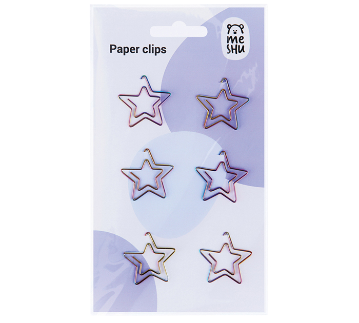 Скрепки Meshu «Stars» металлические, 25мм, 6шт
