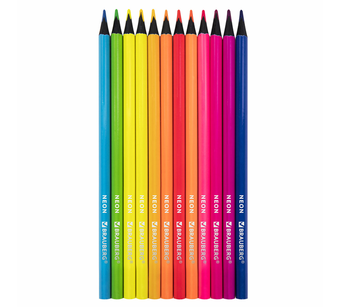 Карандаши цветные Brauberg Neon, 12 цветов