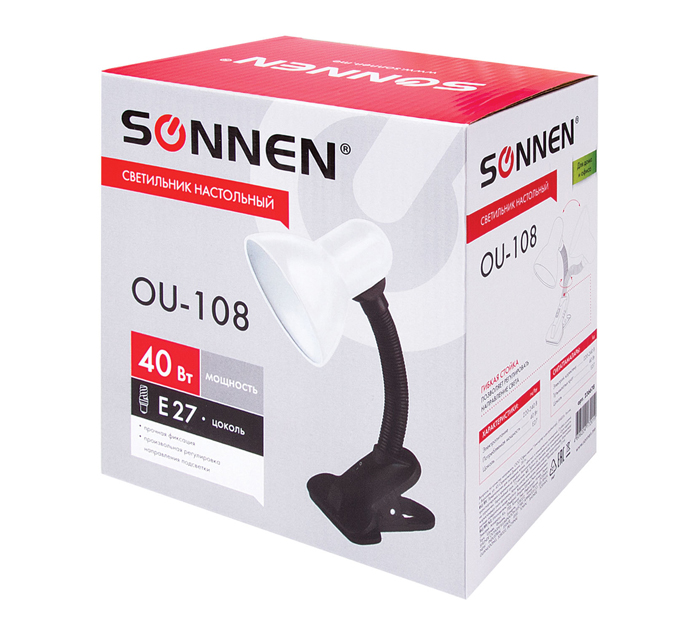 Светильник Sonnen «OU-108» белый, E27, 220-240В, 40Вт