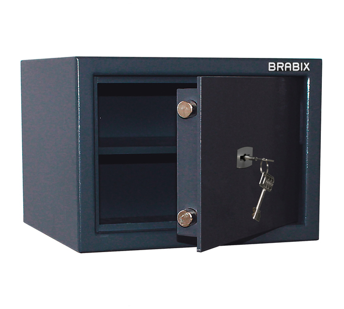 Сейф Brabix «KM-260» 260х360х290 мм, 13 кг, ключевой замок + полка, крепление к стене