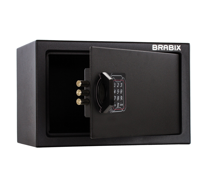 Сейф Brabix «SF-200EL» мебельный, 200х310х200 мм, электронный замок, черный