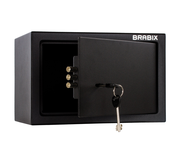 Сейф Brabix «SF-200KL» мебельный, 200х310х200 мм, ключевой замок, черный