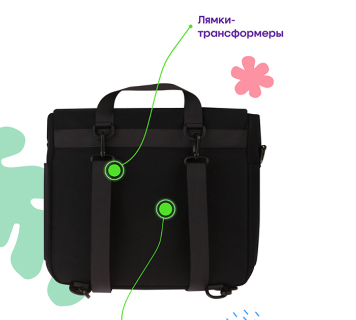 Рюкзак -сумка Berlingo «Square black», 380х290х180мм, 3 отделения, 2 кармана