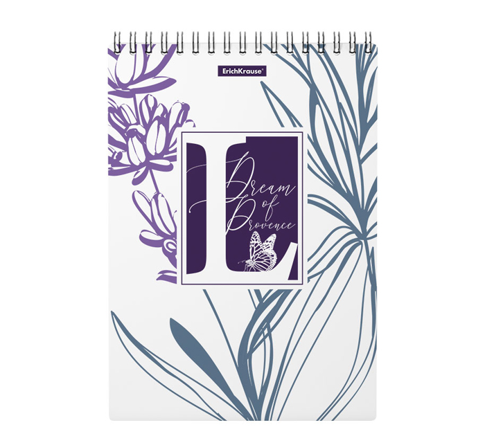 Блокнот А5 на спирали Erich Krause «Lavender» клетка, 80л, пластиковая обложка