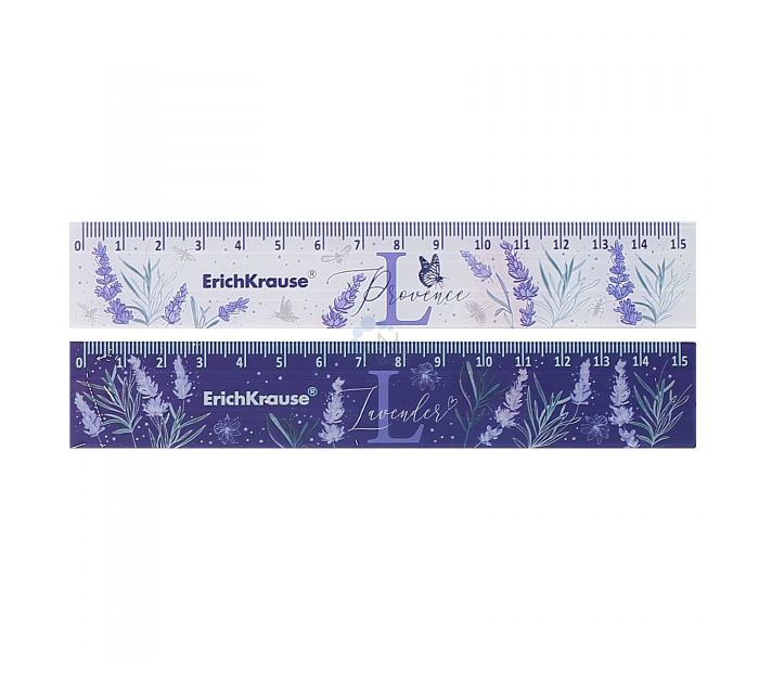 Линейка Erich Krause «Lavender» пластиковая, ассорти, 15см