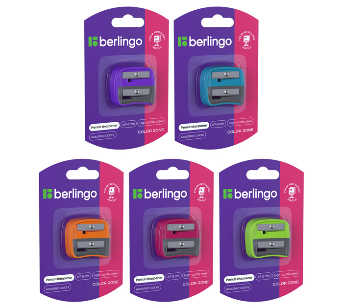 Точилка Berlingo «Color Zone Duo» 2 отверстия, ассорти