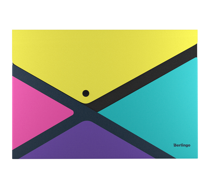 Папка-конверт Berlingo «xProject. Color Block» А4, на кнопке, многоцветная, 300мкм