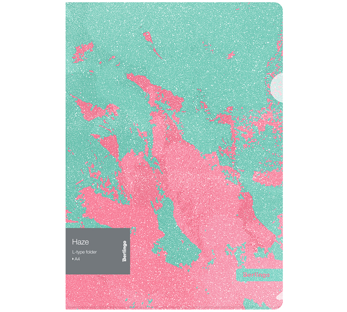 Папка-уголок Berlingo «Haze» А4, пластиковая, мятная/розовая, с эффектом блесток, 200мкм
