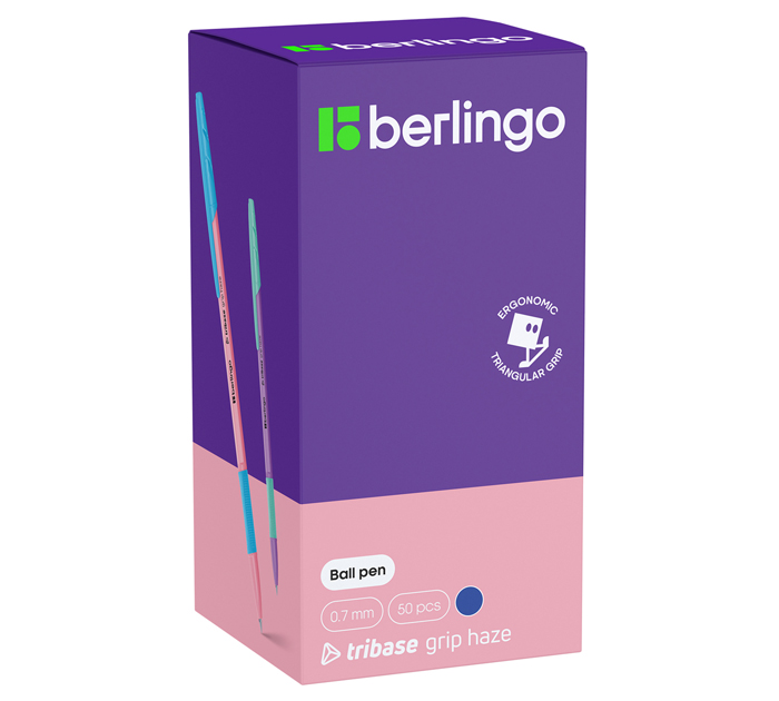 Ручка шариковая Berlingo «Tribase grip haze» синий стержень, узел 0.7мм, линия письма 0.5мм