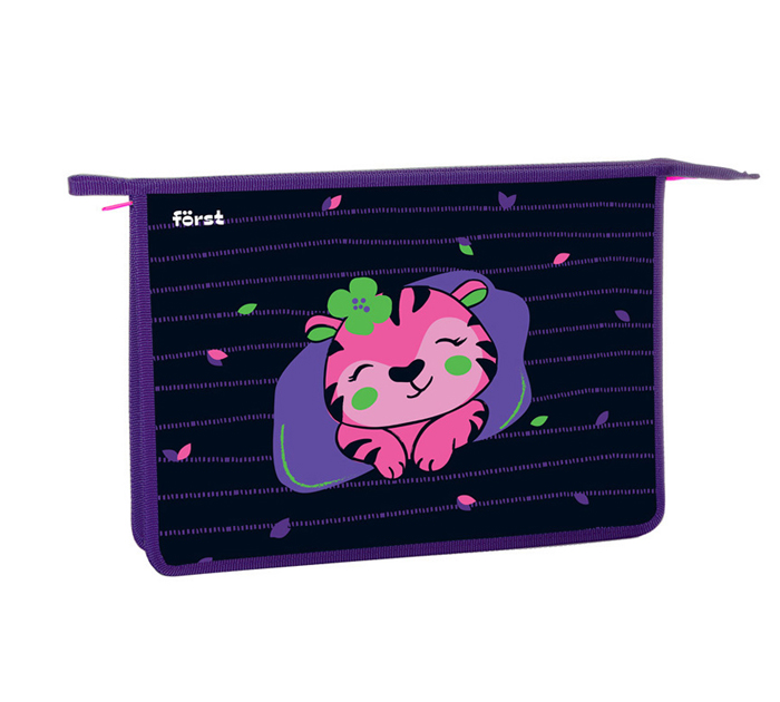 Папка для тетрадей Forst «Pink tiger» А4, на молнии, 1 отделение