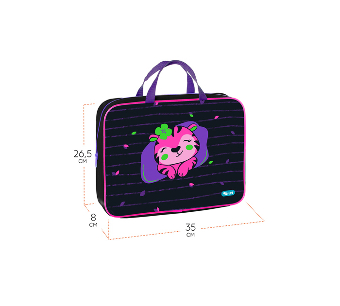 Папка-портфель текстильный Forst «Pink tiger» А4, на молнии, 1 отделение