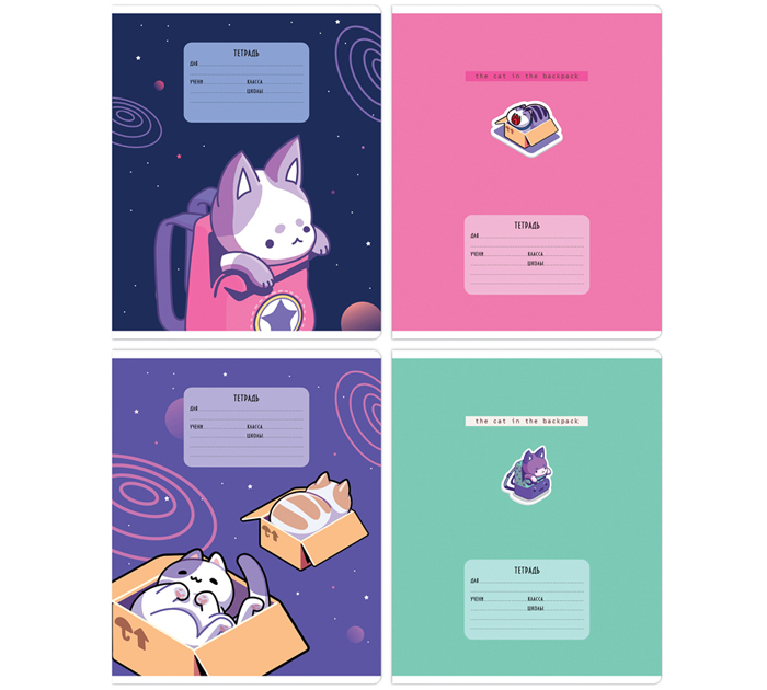 Тетрадь А5 18л клетка, Meshu «Catbox»