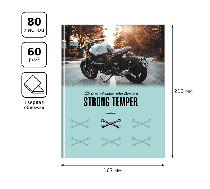 Бизнес-блокнот БиДжи «Strong temper» А5, 80л