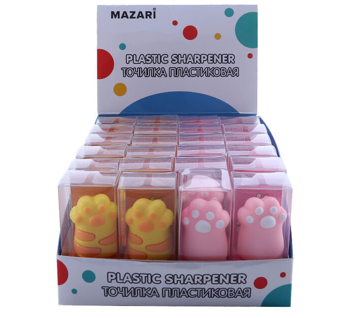 Точилка Mazari «Cat paw» 1 отверстие, ассорти