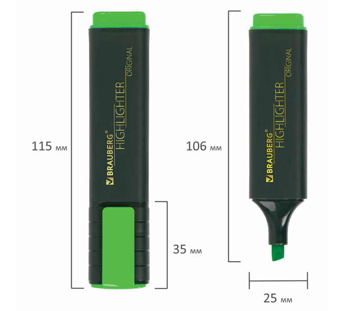 Маркер-текстовыделитель Brauberg «Original» зеленый, 1-5мм