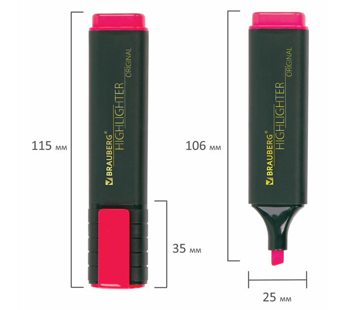 Маркер-текстовыделитель Brauberg «Original» розовый, 1-5мм