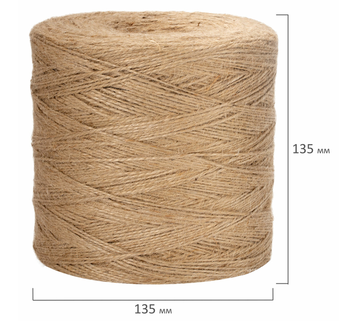 Шпагат Brauberg джутовый, полированный, из 3-х нитей, 900м