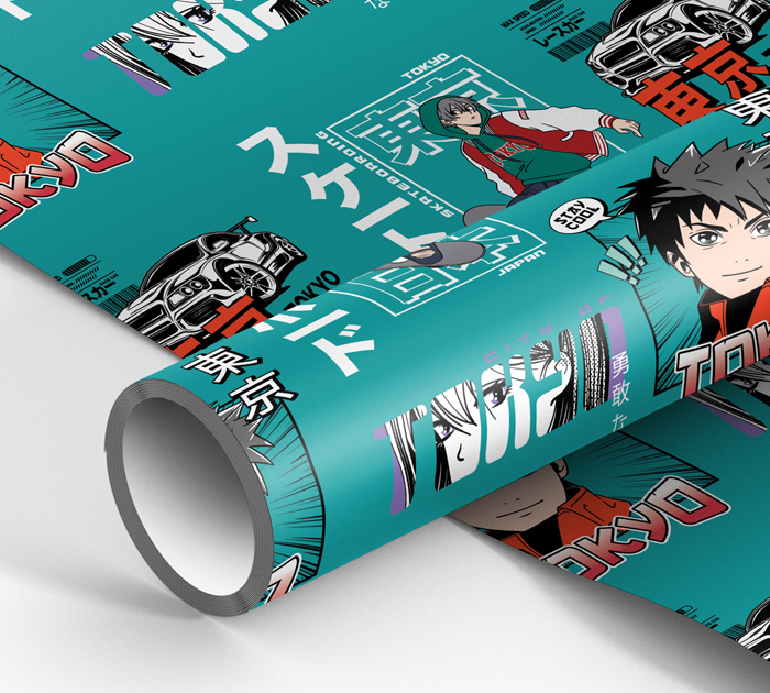 Бумага подарочная Meshu «Anime boy» 70х100см, 1л