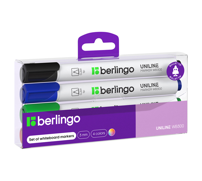 Маркеры для доски (набор) Berlingo «Uniline WB300» 4 цвета, 3мм