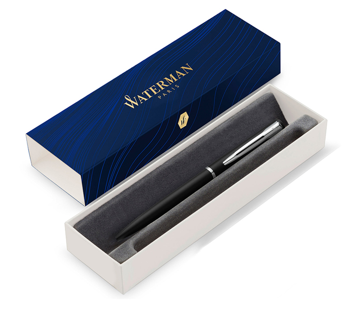 Ручка подарочная шариковая Waterman «Allure Black» синий стержень, узел - 1.0мм, линия - 0.8мм, в картонном футляре
