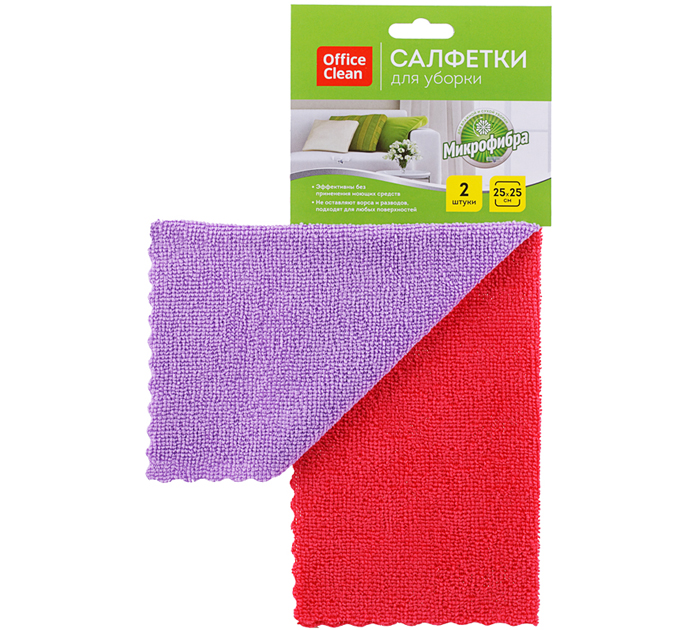 Салфетка для уборки OfficeClean микрофибра, 2шт