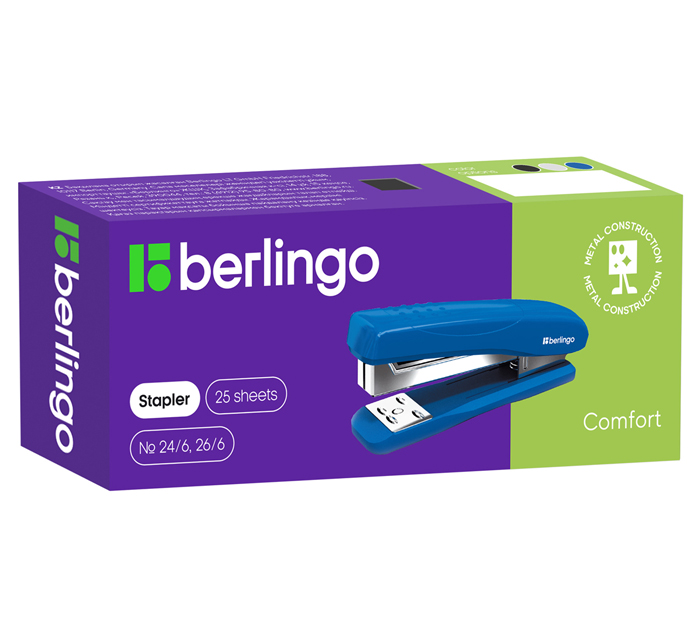 Степлер Berlingo «Comfort» № 24/6-26/6, на 25л, черный