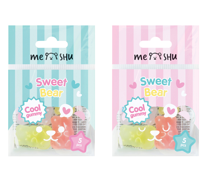 Ластик Meshu «Candy Bear» набор 5шт, 25х25х15мм