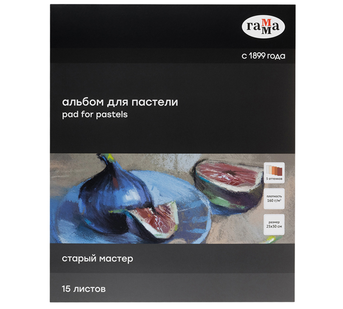 Альбом для пастели Гамма «Старый мастер» 250х300мм, на склейке, 160г/м², 5цветов, теплые тона, 15л