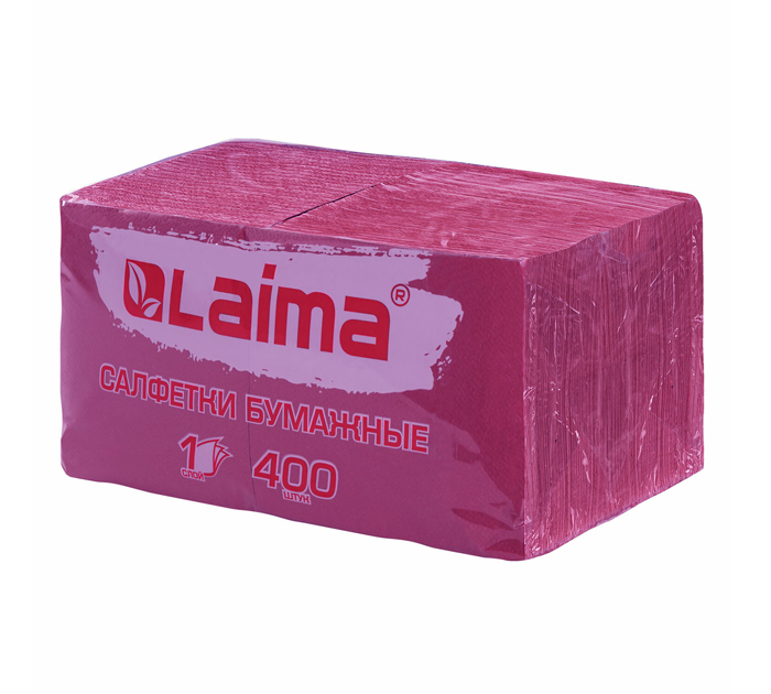 Салфетки бумажные Laima 24х24см, бордовые, 400шт