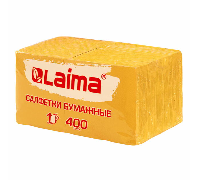 Салфетки бумажные Laima 24х24см, желтые, 400шт