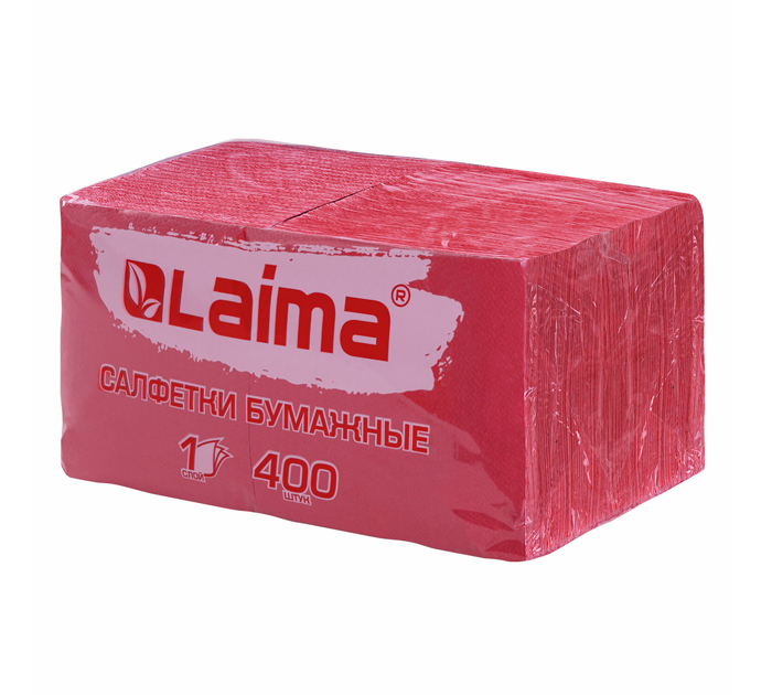 Салфетки бумажные Laima 24х24см, красные, 400шт