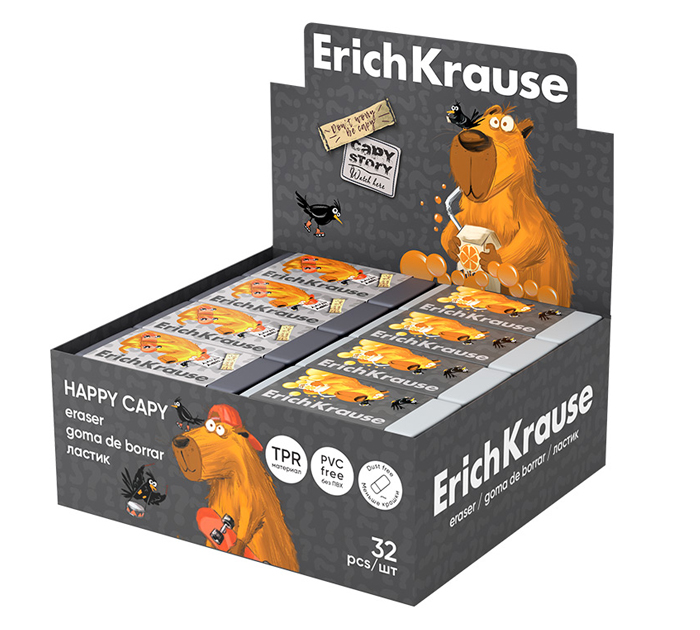 Ластик Erich Krause «Happy Capy» 60х25х10мм