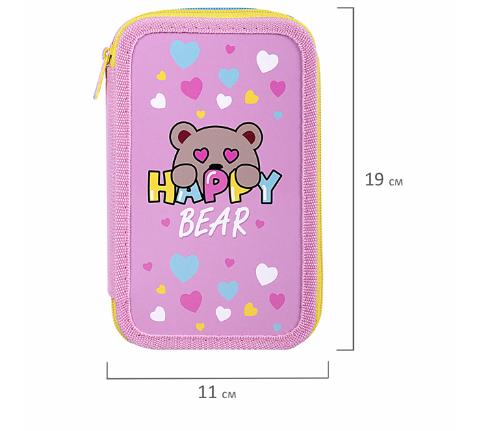 Пенал с 3 отделениями Пифагор «Bear Hugs» 190х110мм